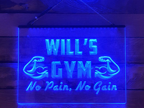 Image of No Pain, No Gain Personalized Illuminated Gym Sign