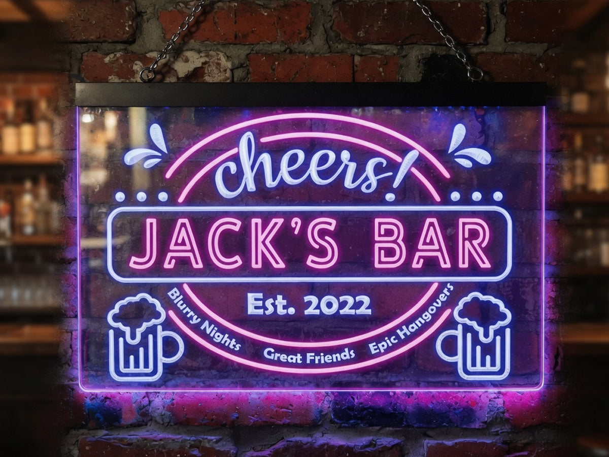 Epic Hangovers Personalized Two Tone Illuminated Bar Sign