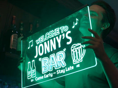 Image of Welcome to My Bar Personalized Illuminated LED Neon Sign