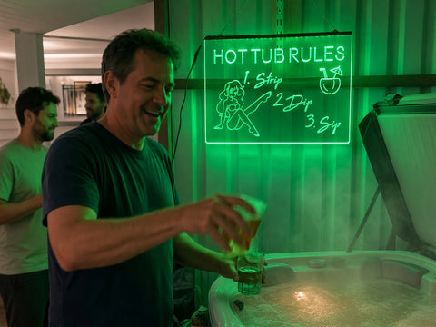 Image of Hot Tub Rules Illuminated Sign
