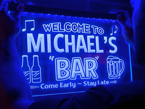 Image of Welcome to My Bar Personalized Illuminated LED Neon Sign