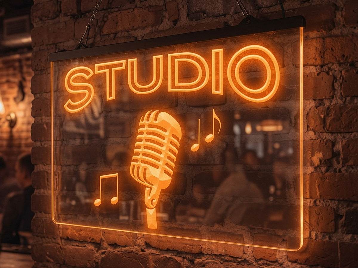 Studio Microphone Illuminated Sign