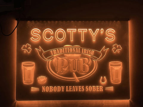 Image of Irish Pub Personalized Illuminated Sign