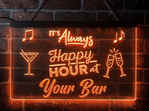 Image of It's Always Happy Hour Personalized Illuminated Sign