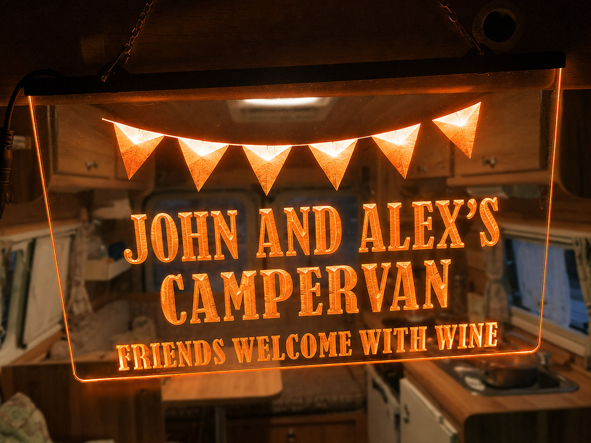 Friends Welcome with Wine Personalized Illuminated Sign