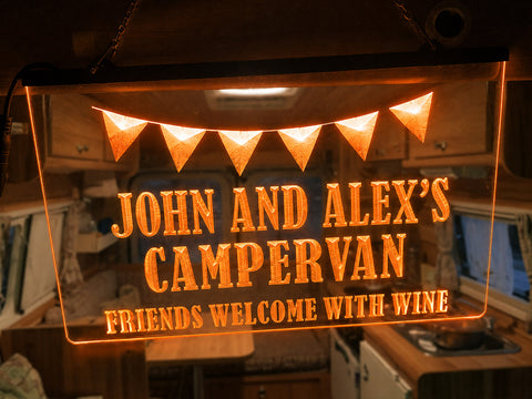 Image of Friends Welcome with Wine Personalized Illuminated Sign