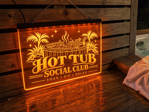 Image of Hot Tub Social Club Illuminated LED Sign