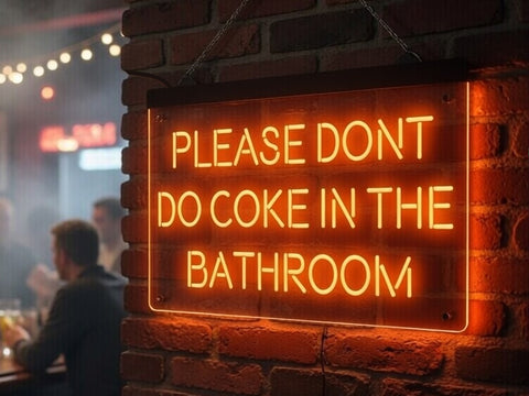 Image of Please Don't Do Coke in the Bathroom Illuminated Sign