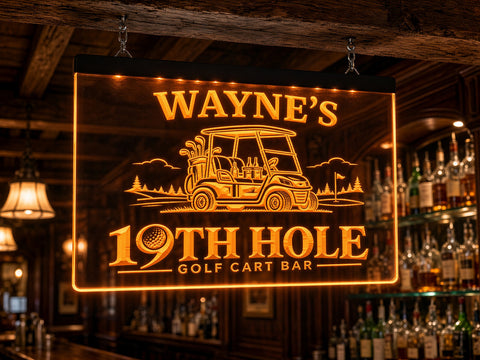 Image of Golf Cart Bar Personalized Illuminated LED Sign