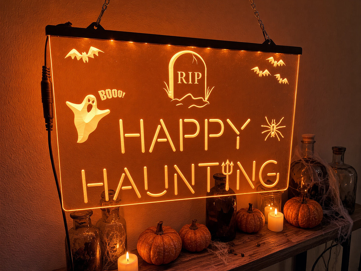 Happy Haunting Illuminated Sign