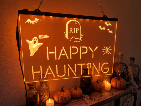 Image of Happy Haunting Illuminated Sign