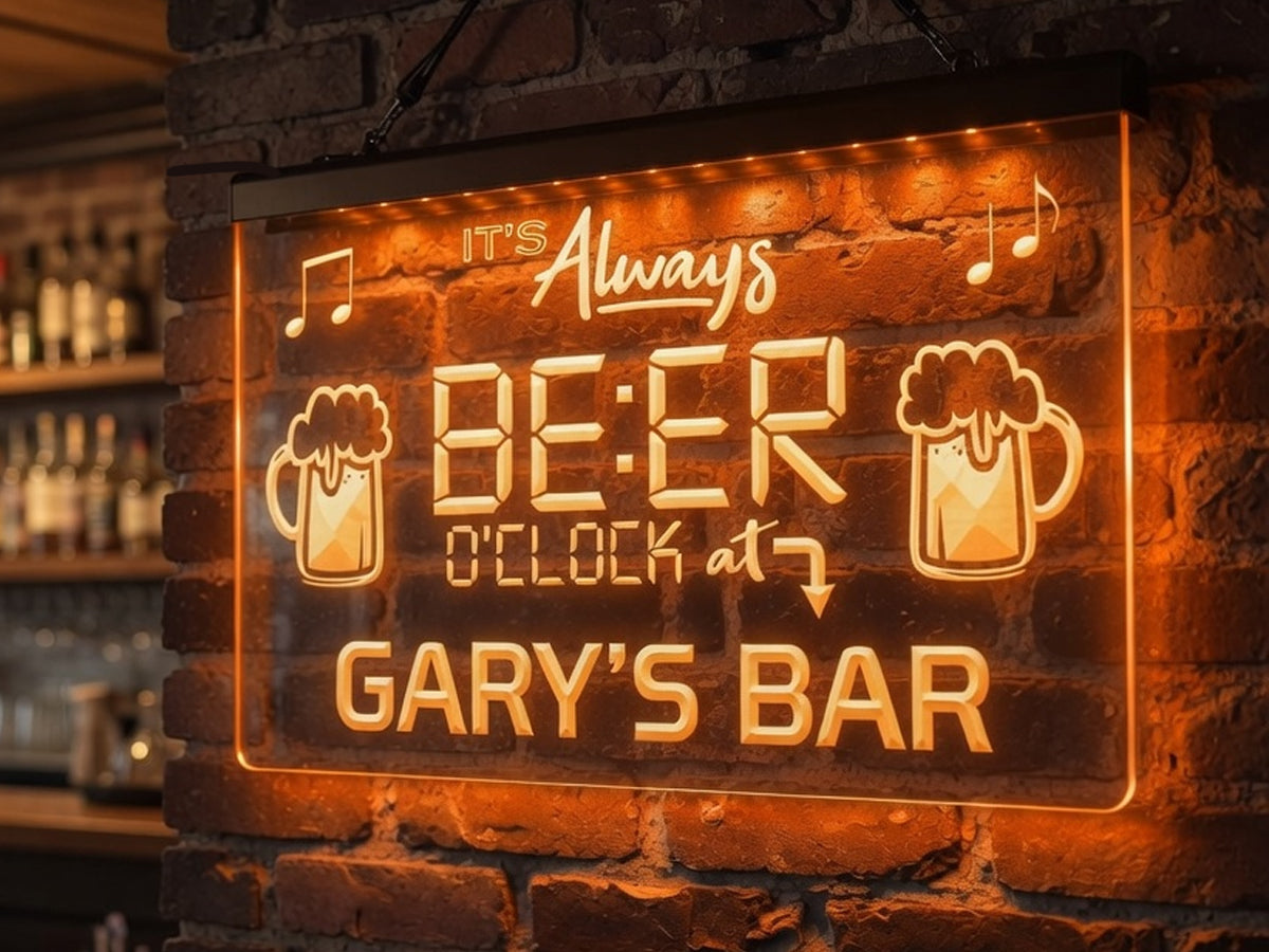 It's Always Beer O'clock at My Bar Personalized Illuminated Sign