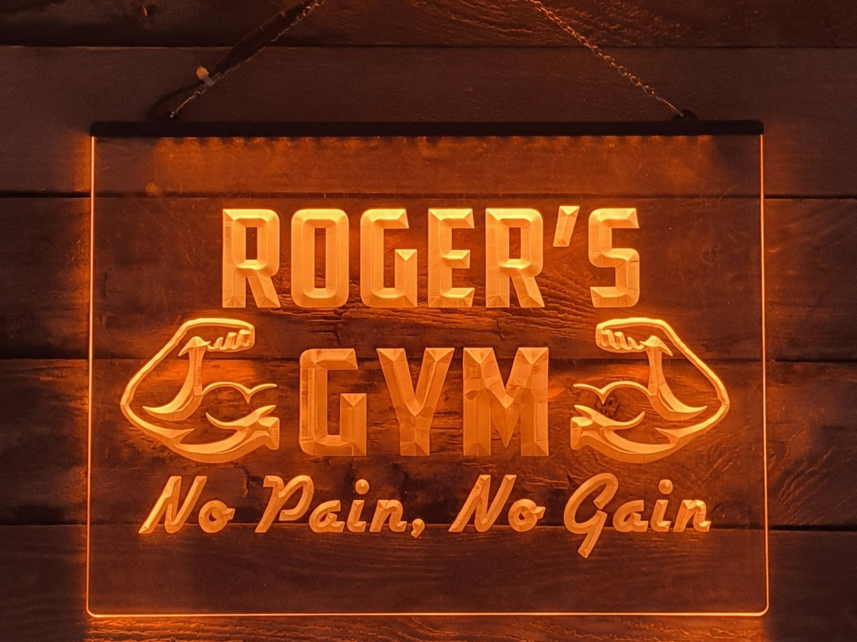 No Pain, No Gain Personalized Illuminated Gym Sign