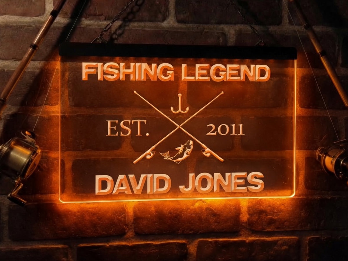 Fishing Legend Personalized Illuminated Sign