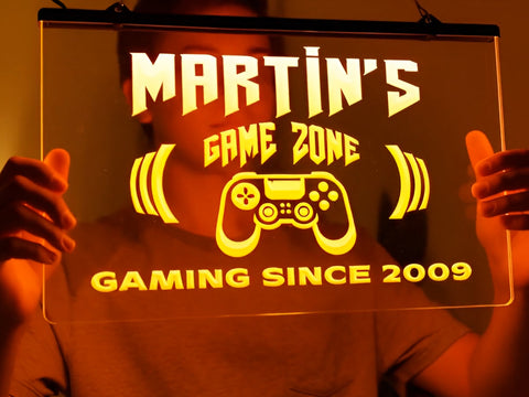 Image of Personalized Game Zone Illuminated LED Neon Sign