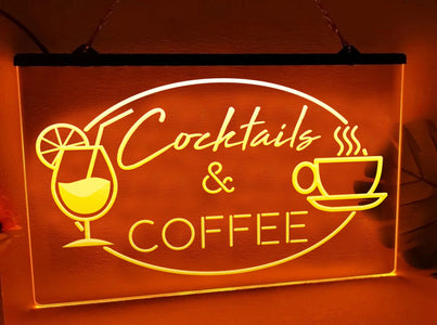 Cocktails and Coffee Illuminated Sign