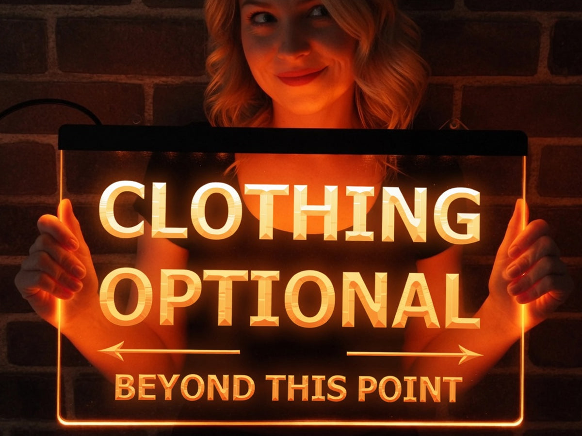 Clothing Optional Illuminated Sign