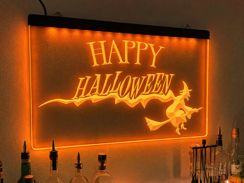 Image of Happy Halloween Witch Illuminated Sign