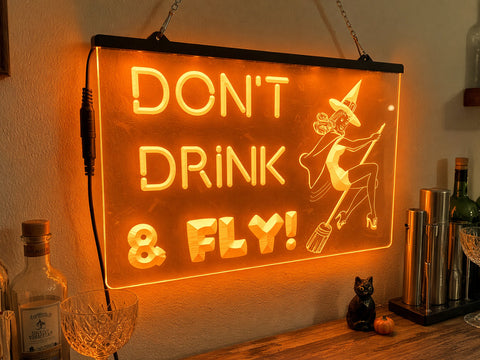 Image of Don't Drink and Fly Illuminated Sign