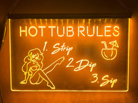 Hot Tub Rules LED neon sign in orange