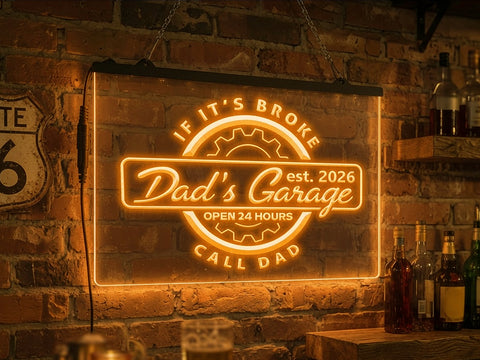 Image of Dad's Garage Personalized Illuminated LED Neon Sign
