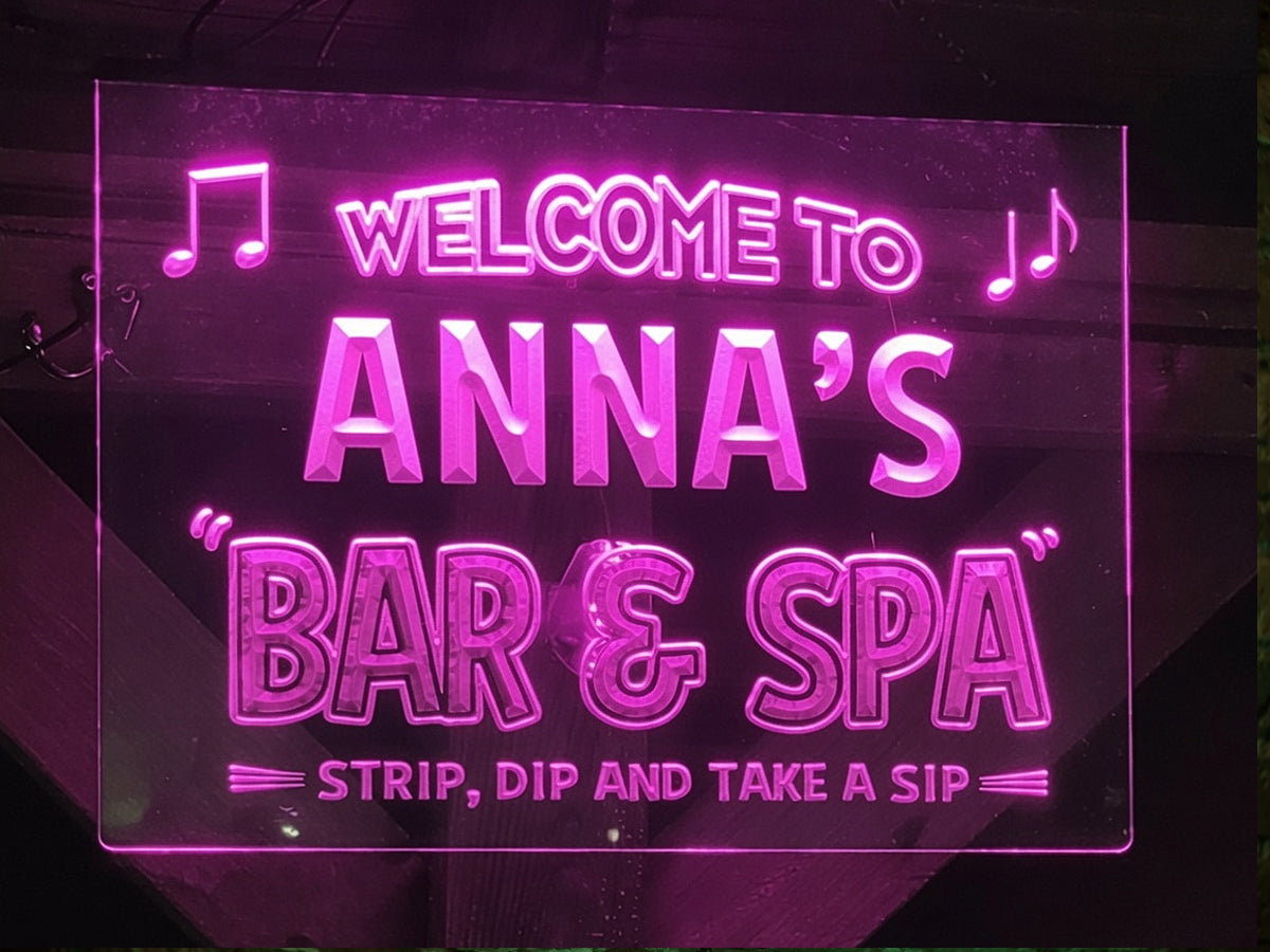 Bar and Spa Personalized Illuminated LED Neon Sign