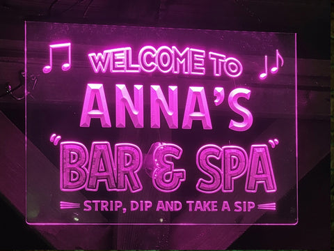Image of Bar and Spa Personalized Illuminated LED Neon Sign