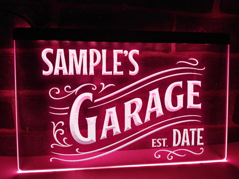 Image of Personalized Garage Illuminated Sign