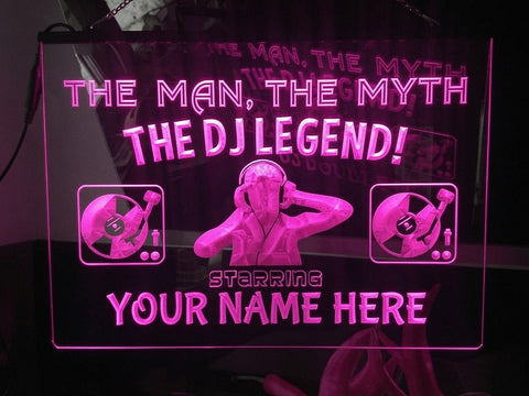 Image of The DJ Legend Personalized Illuminated Sign