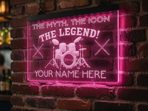 Image of Drummer Legend Personalized Illuminated Sign