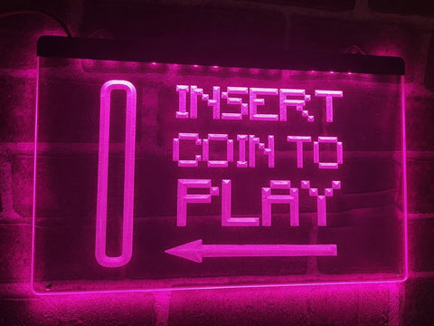 Image of Insert Coin To Play Illuminated Sign