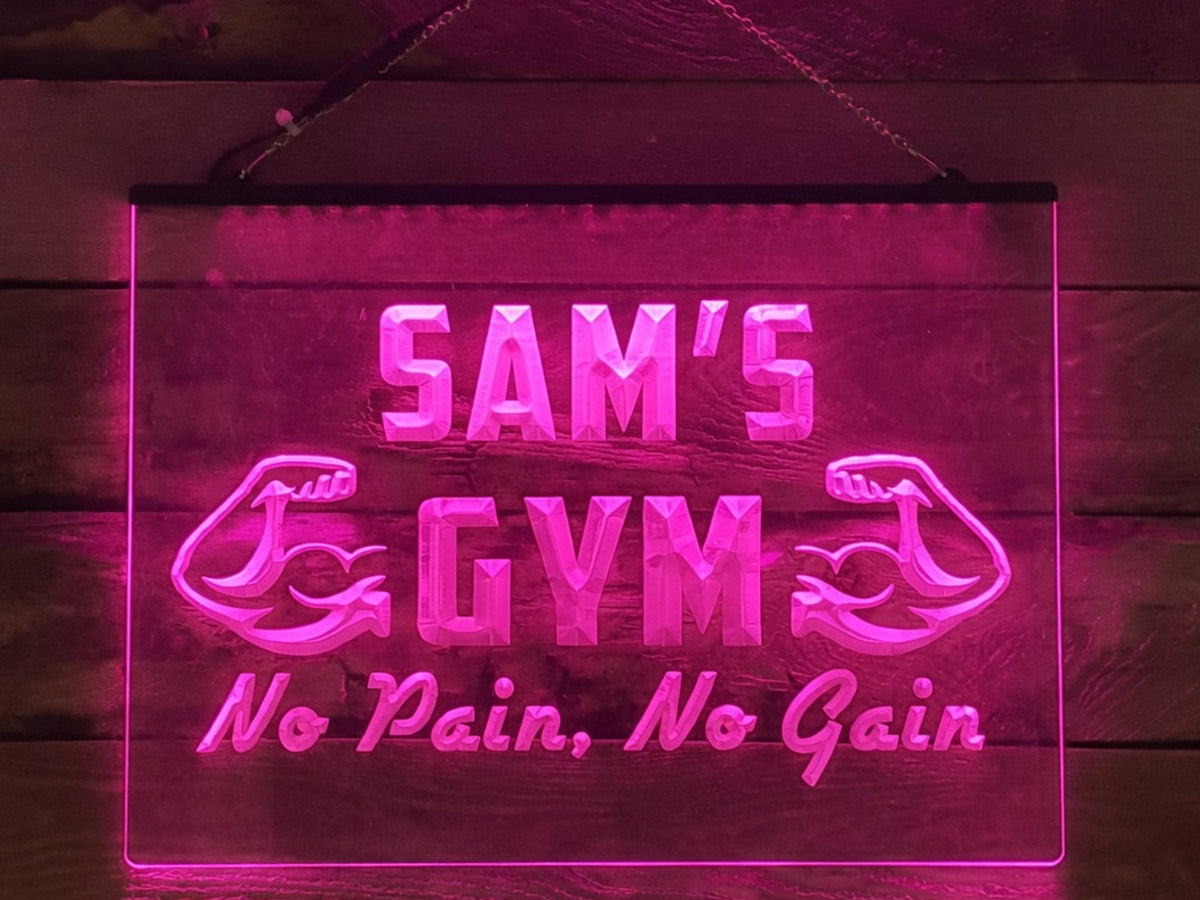 No Pain, No Gain Personalized Illuminated Gym Sign