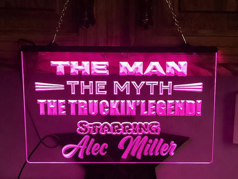 Image of Truckin' Legend Personalized Illuminated Sign