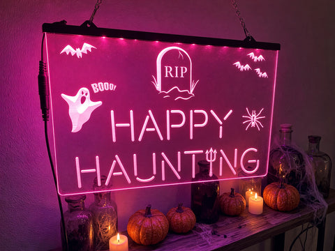 Image of Happy Haunting Illuminated Sign