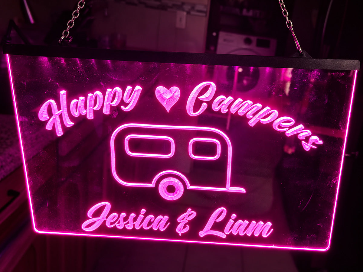 Happy Campers Personalized Illuminated Sign
