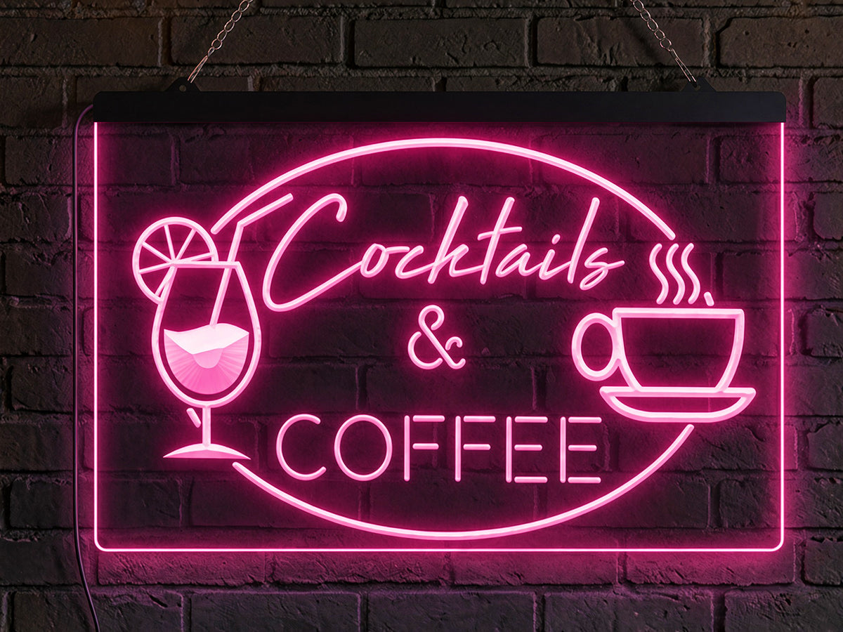 Cocktails and Coffee Illuminated Sign