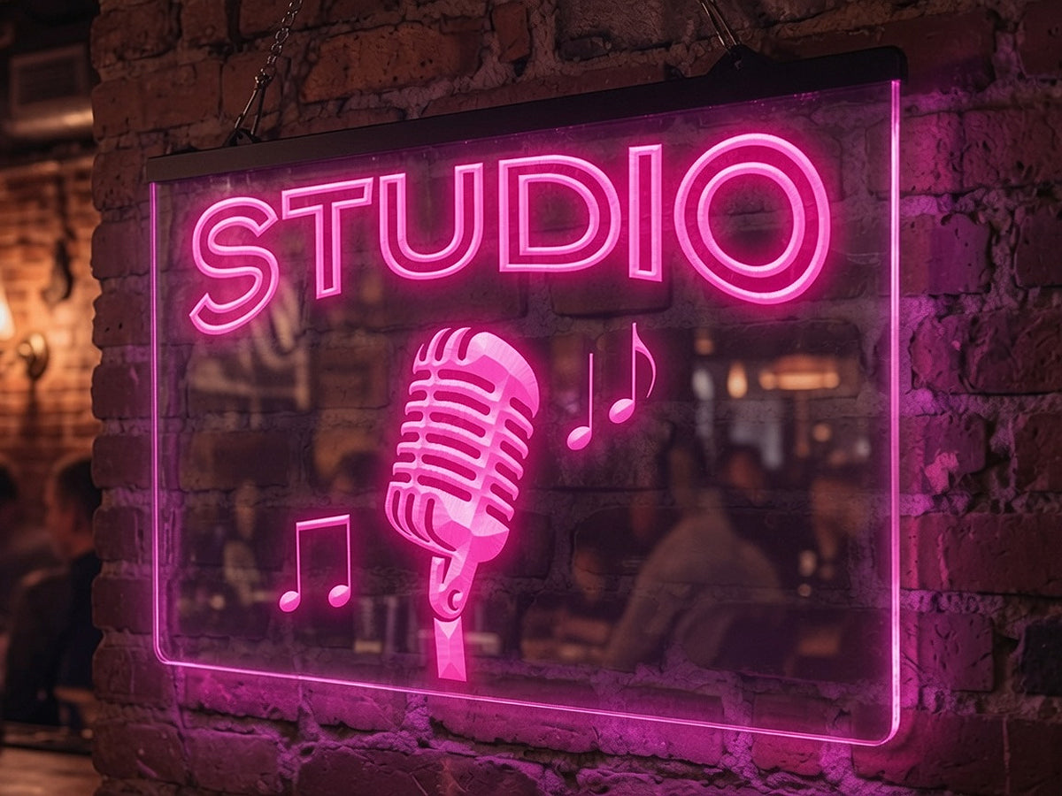 Studio Microphone Illuminated Sign