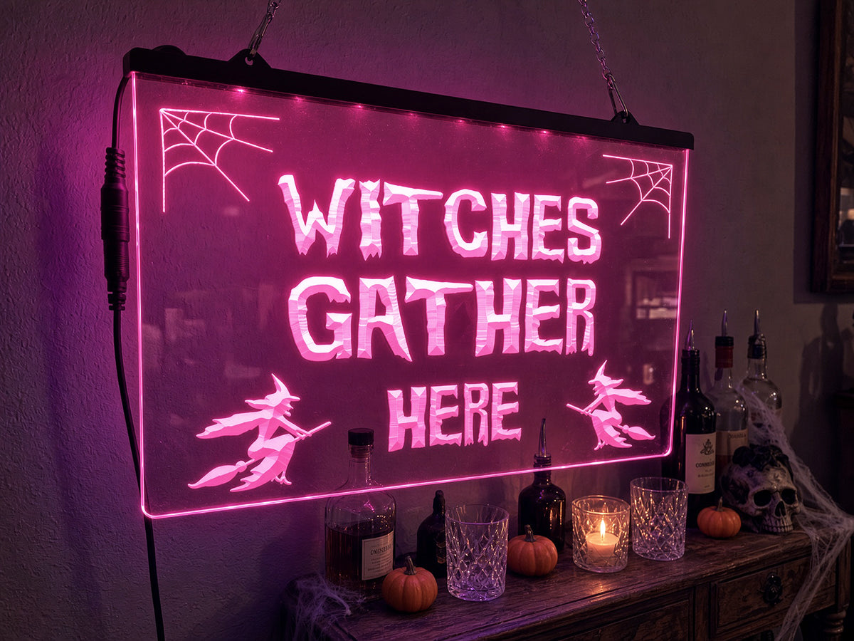 Witches Gather Here Illuminated Sign