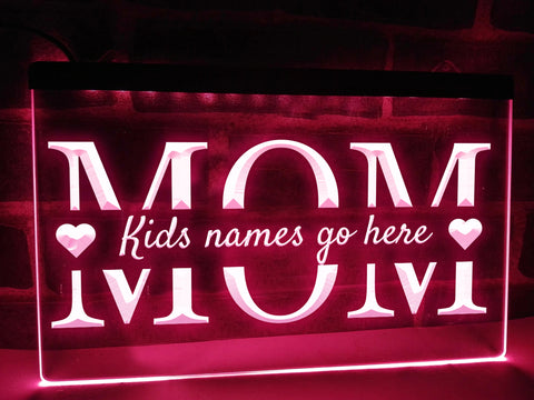 Image of Mom and Kids Personalized LED Neon Illuminated Sign