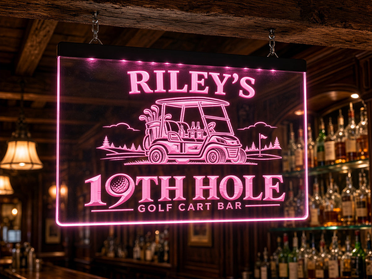 Golf Cart Bar Personalized Illuminated LED Sign