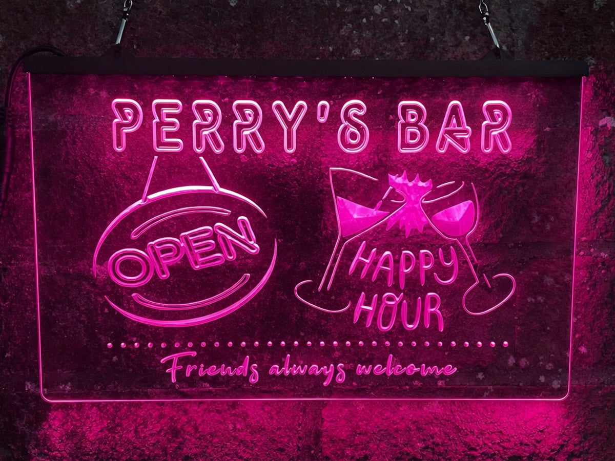 Happy Hour Bar Personalized Illuminated Sign