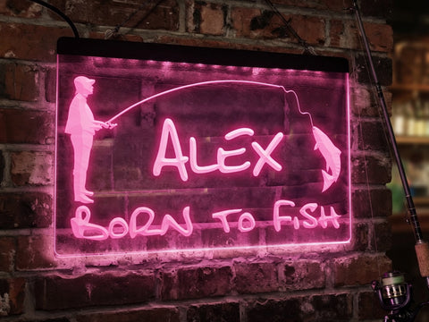 Image of Born to Fish Personalized illuminated Sign