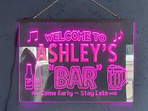 Image of Welcome to My Bar Personalized Illuminated LED Neon Sign