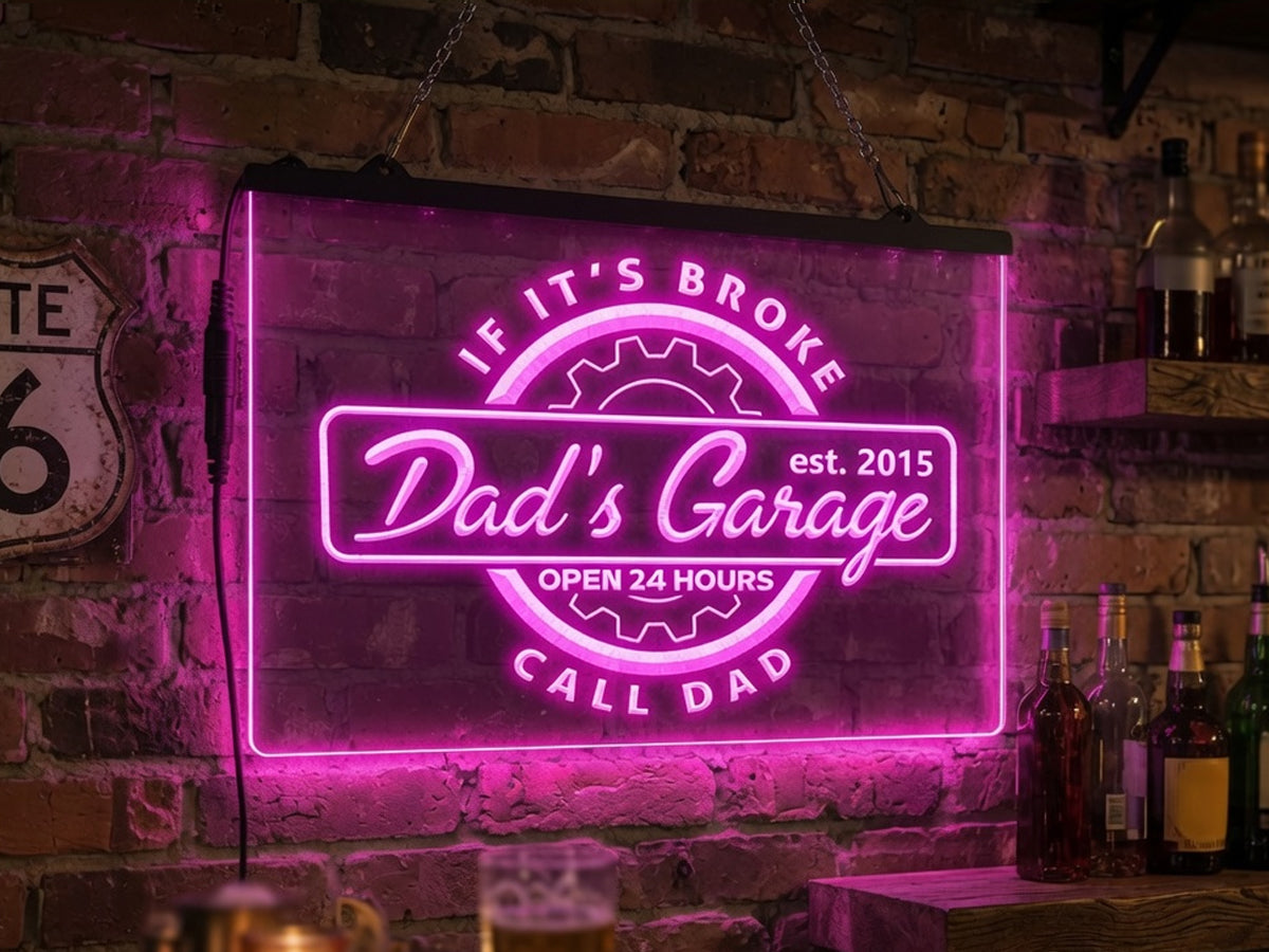 Dad's Garage Personalized Illuminated LED Neon Sign