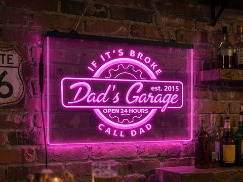 Image of Dad's Garage Personalized Illuminated LED Neon Sign