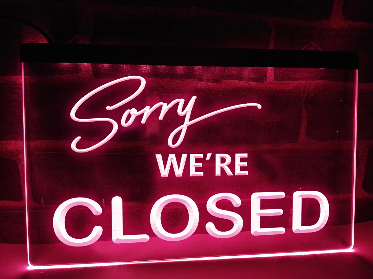 Sorry We're Closed LED Neon Sign in Pink