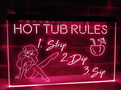 Hot Tub Rules Illuminated Sign