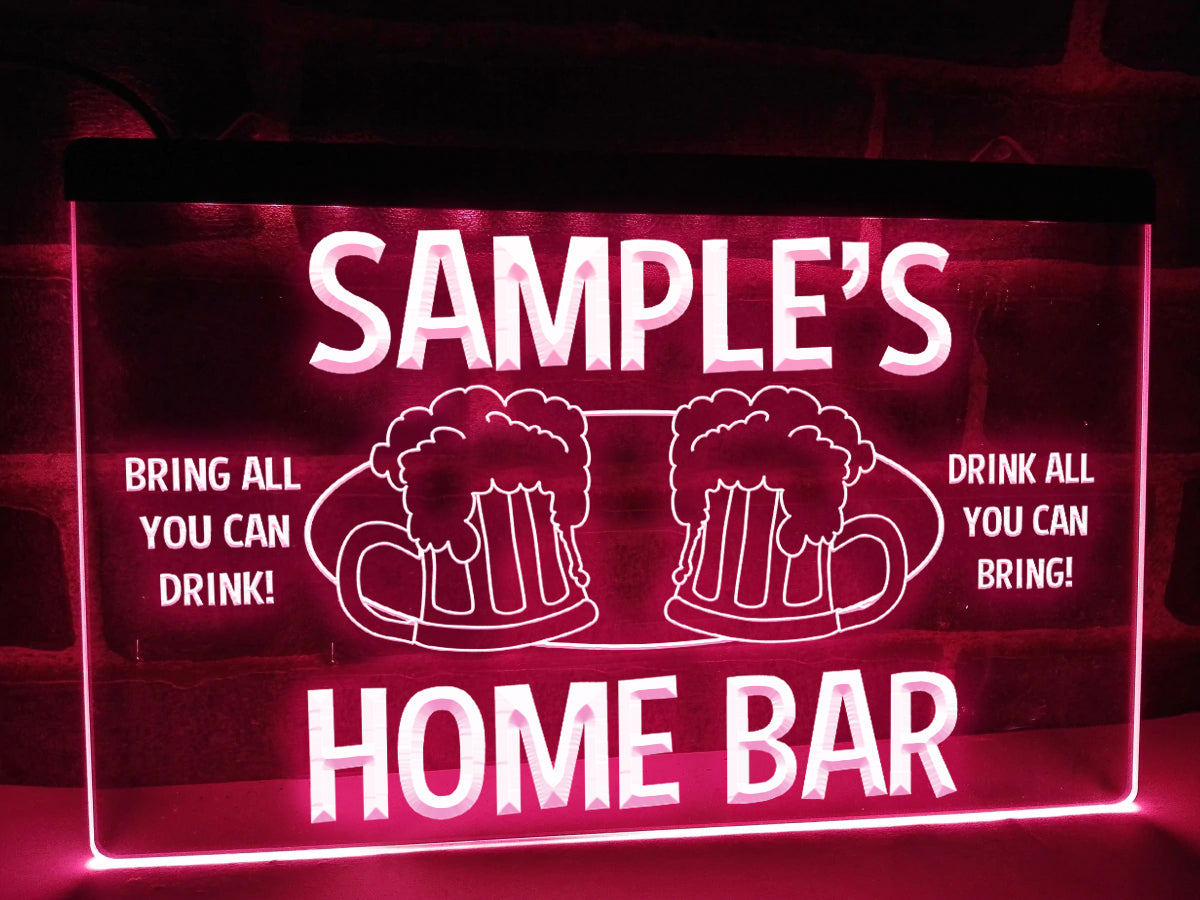 Personalized home bar LED neon sign in pink
