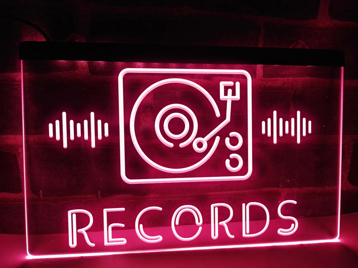 Music Records Illuminated LED Neon Sign