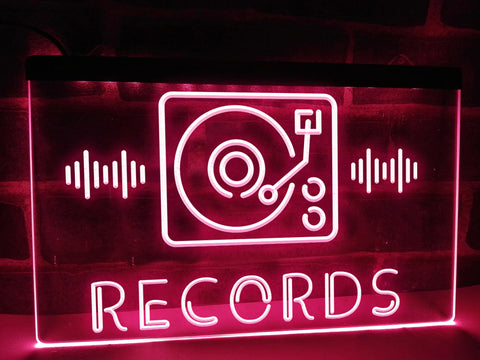 Image of Music Records Illuminated LED Neon Sign